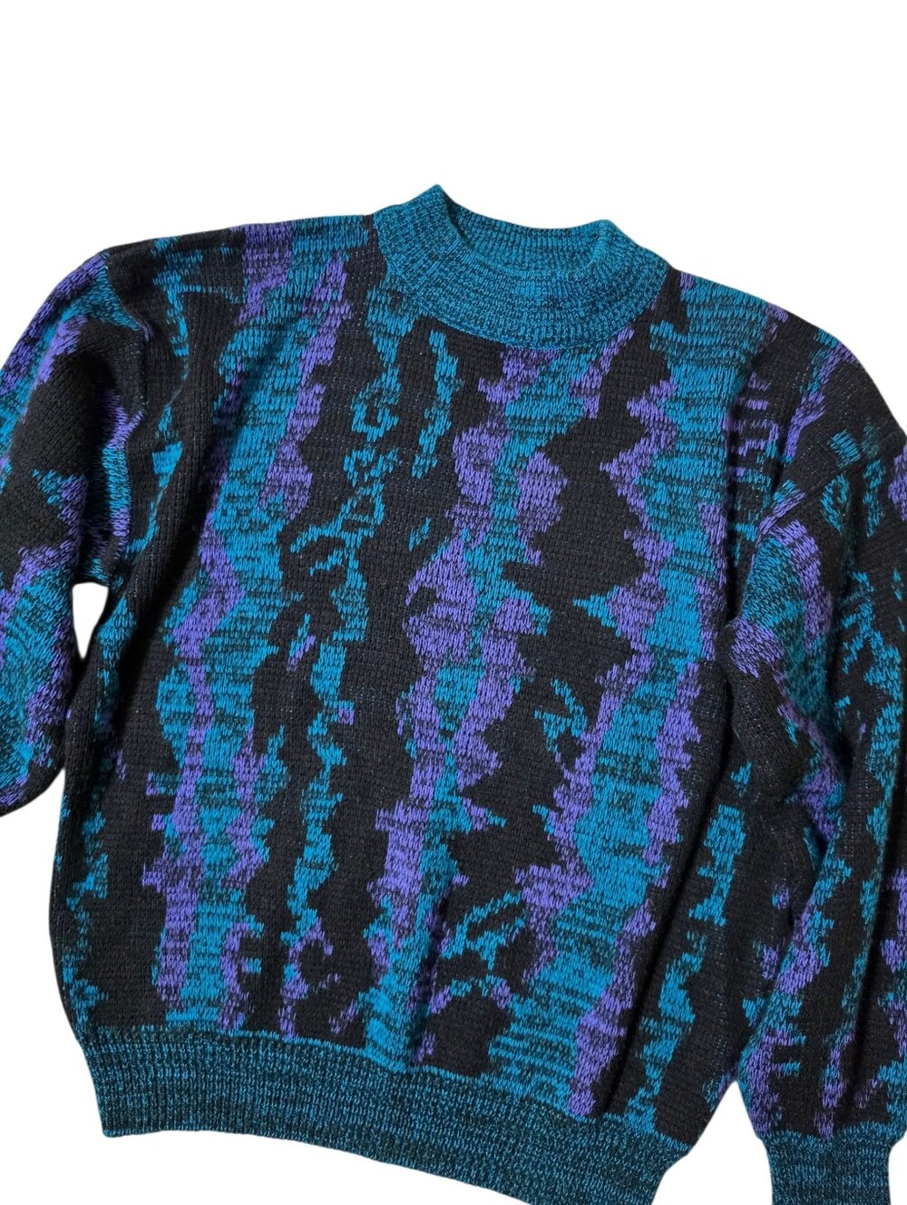 Vintage 90s Permit Coaxial Abstract Zig Zag Knit Sweater XL Grunge Indie Goth